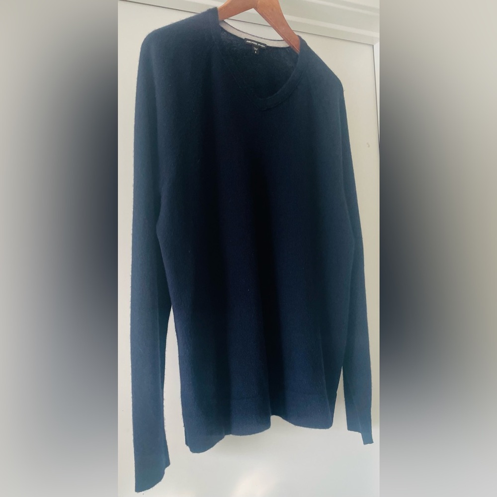 JAMES PERSE Men’s Navy Blue 100% Cashmere Sweater - Picture 4 of 8